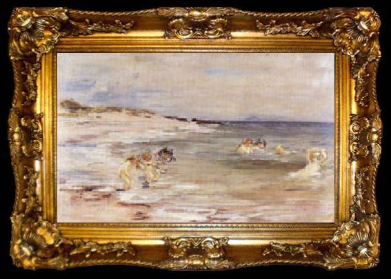 framed  William mctaggart Bathing Girls,White Bay Cantire(Scotland), ta009-2